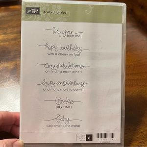 Stampin Up! A Word for You set of 6 clear mount stamp set